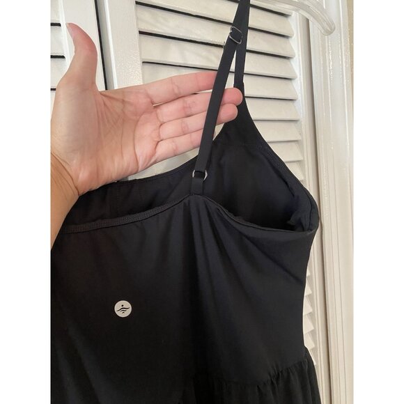 Halara Breezeful Spaghetti Strap Dress Womens Black Built in Bra Dry Hi Low Sz L - Picture 3 of 8